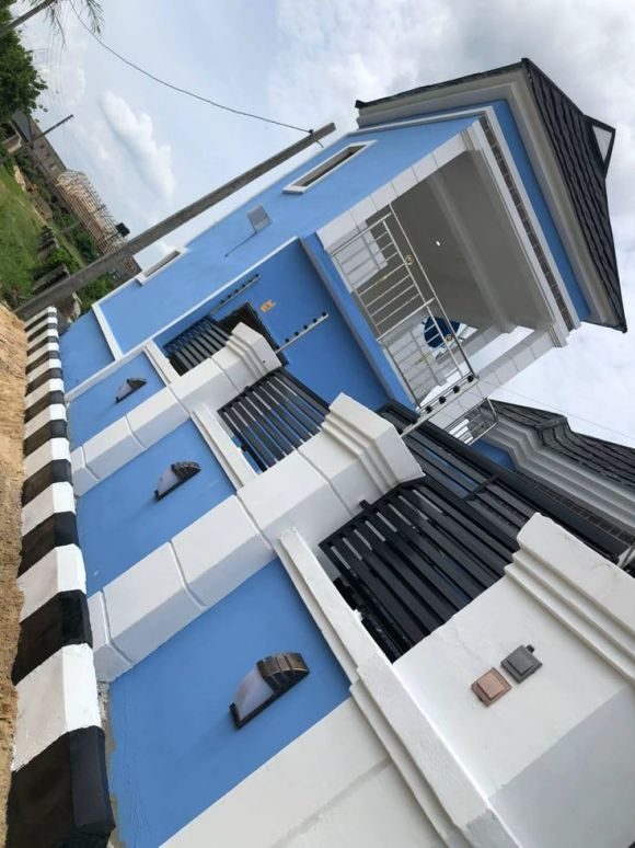 Blue and white elevation detail, Benin City