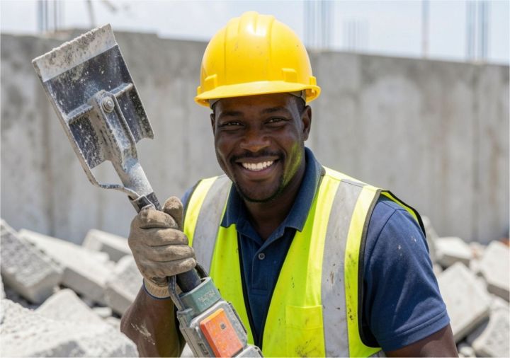 Lagos construction workers on site
